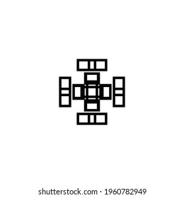 Flat Christian cross icon. Simple style christian religion holiday poster background symbol. Logo design element. T-shirt printing. Vector for sticker.