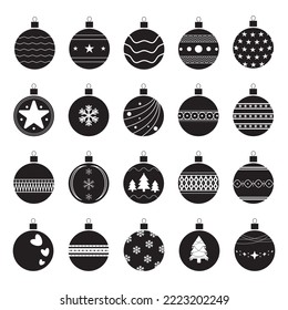 Flat christmas ball icon collection.