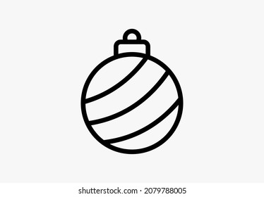 Flat Christmas ball vector icon. Linear rounded design element for a New Year tree decoration