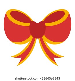 Flat Christmas Bow Element. Christmas Event. Vector Illustration