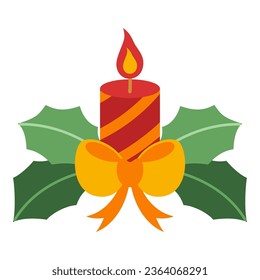 Flat Christmas Candle Element. Christmas Event. Vector Illustration