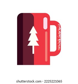 flat christmas coffee cup over white