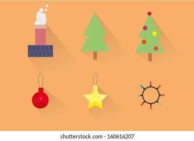 Flat Christmas elements set