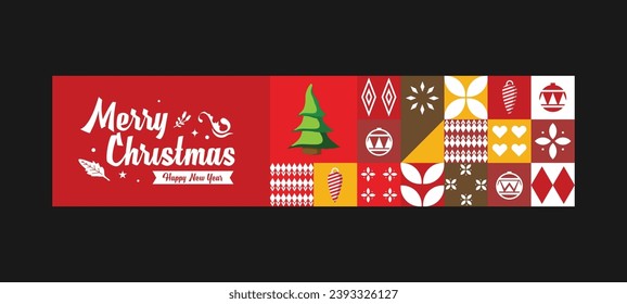 Flat christmas horizontal banner design background