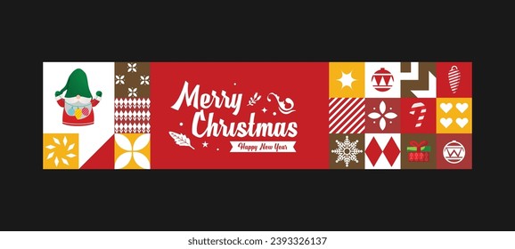 Flache Weihnachten, horizontale Bannerdesign-Illustration