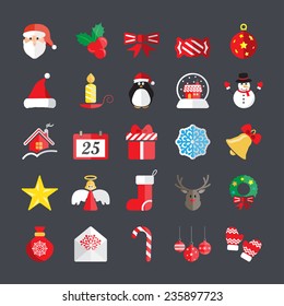 flat christmas icon set, vector eps10.