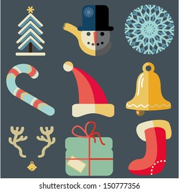 flat Christmas icons