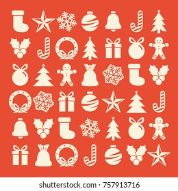 Flat Christmas Icons Seamless Pattern Element Vector Background