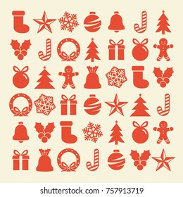 Flat christmas icons seamless pattern element vector background