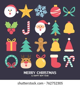 Flat christmas icons seamless pattern element vector background