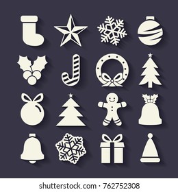 Flat Christmas Icons Seamless Pattern Element Vector Background