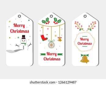 Flat Christmas Label Pack In White Style Vector