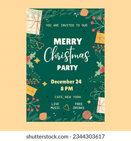 Flaches Weihnachtsgeschenk für vertikale Plakatparty