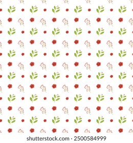 Flat christmas pattern design with leaves and mistletoe