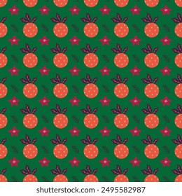Flat christmas pattern design with ornaments and mistletoe