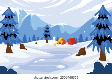 Flat christmas scene, Winter Wonderland Scenes, Snow-covered landscapes, cozy
cottages
