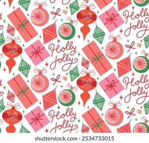 Flat christmas seamless pattern design