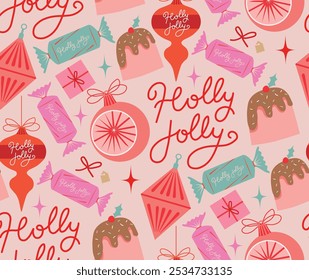 Flat christmas seamless pattern design