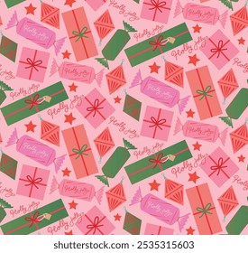 Flat christmas seamless pattern design