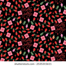 Flat christmas seamless pattern design