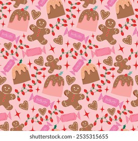 Flat christmas seamless pattern design