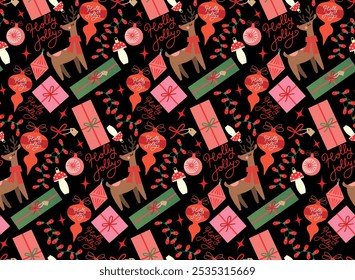 Flat christmas seamless pattern design
