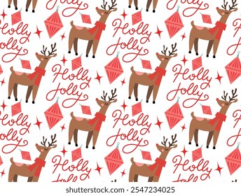 Flat christmas seamless pattern design 