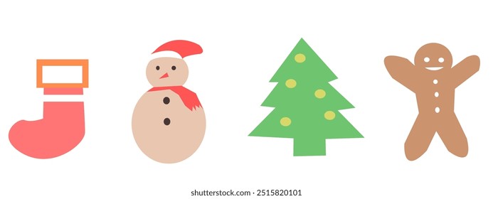 Flat christmas silhouettes collection. vector illustration