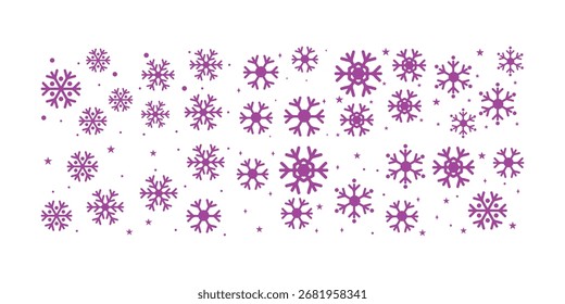 Navidades planas Copos de nieve Colección de Vector