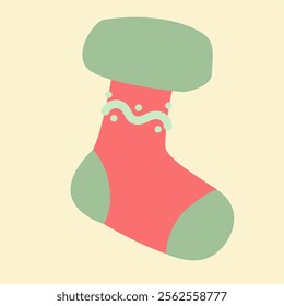 Flat Christmas Stocking Icon Design