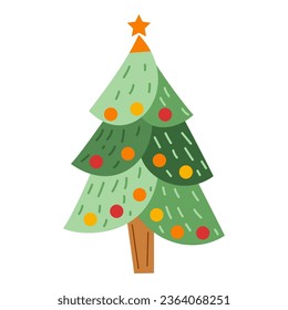 Flat Christmas Tree Element. Christmas Event. Vector Illustration