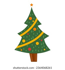 Flat Christmas Tree Element. Christmas Event. Vector Illustration