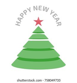 Flat Christmas tree. Happy New Year and Merry Christmas! Vector illustration.