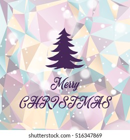 Flat christmas tree icon with triangles. Christmas background. Texture for New Year holidays and Christmas. Colorful background with simple stylized christmas tree.
