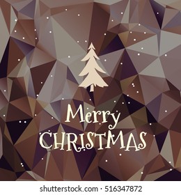 Flat christmas tree icon with triangles. Christmas background. Texture for New Year holidays and Christmas. Colorful background with simple stylized christmas tree.