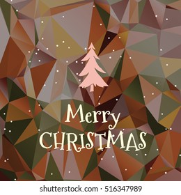 Flat christmas tree icon with triangles. Christmas background. Texture for New Year holidays and Christmas. Colorful background with simple stylized christmas tree.