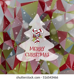 Flat christmas tree icon with triangles. Christmas background. Texture for New Year holidays and Christmas.  