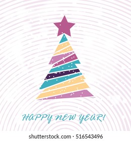 Flat christmas tree icon with triangles. Christmas background. Texture for New Year holidays and Christmas.  