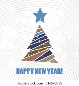 Flat christmas tree icon with triangles. Christmas background. Texture for New Year holidays and Christmas.  