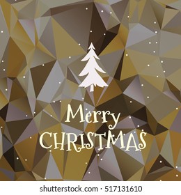 Flat christmas tree icon with triangles. Christmas background. Texture for New Year holidays and Christmas. Colorful background with simple stylized christmas tree.