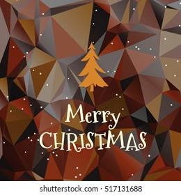 Flat christmas tree icon with triangles. Christmas background. Texture for New Year holidays and Christmas. Colorful background with simple stylized christmas tree.