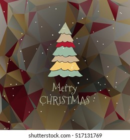 Flat christmas tree icon with triangles. Christmas background. Texture for New Year holidays and Christmas. Colorful background with simple stylized christmas tree.