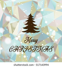 Flat christmas tree icon with triangles. Christmas background. Texture for New Year holidays and Christmas. Colorful background with simple stylized christmas tree.