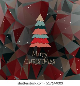 Flat christmas tree icon with triangles. Christmas background. Texture for New Year holidays and Christmas. Colorful background with simple stylized christmas tree.