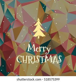 Flat christmas tree icon with triangles. Christmas background. Texture for New Year holidays and Christmas. Colorful background with simple stylized christmas tree.