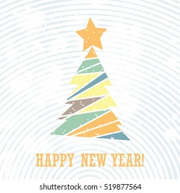 Flat christmas tree icon with triangles. Christmas background. Texture for New Year holidays and Christmas. Colorful background with simple stylized christmas tree.