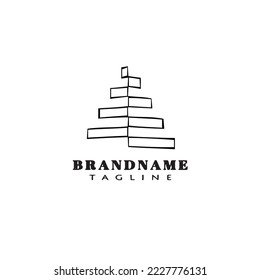 flat christmas tree logo cartoon icon design template black modern isolated vector illustration