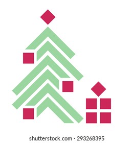 Flat Christmas Tree Simple geometric symbol of New Year 2016 