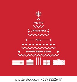 Flat christmas tree vector with gifts