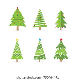 Flat Christmas Trees. Flat design. Vector illustration. 